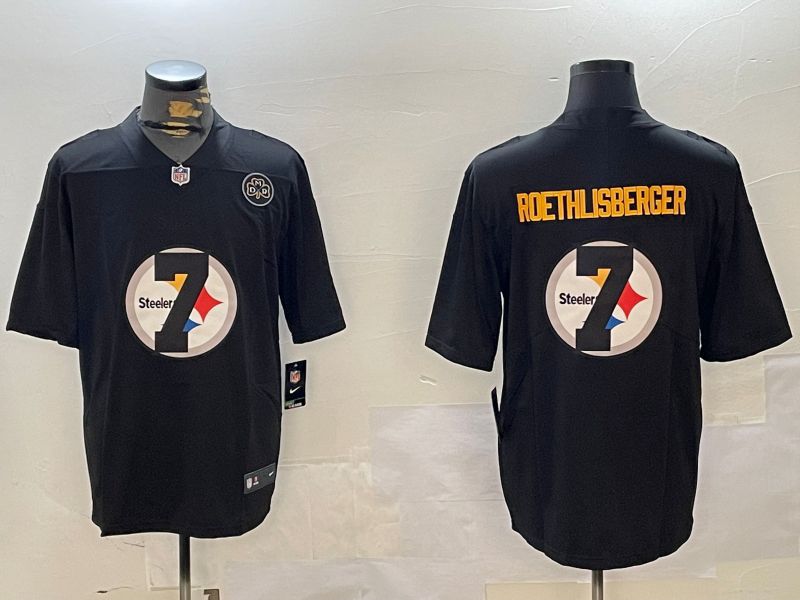 Men Pittsburgh Steelers #7 Roethlisberger Black Fashion 2024 Nike Limited NFL Jersey style 5